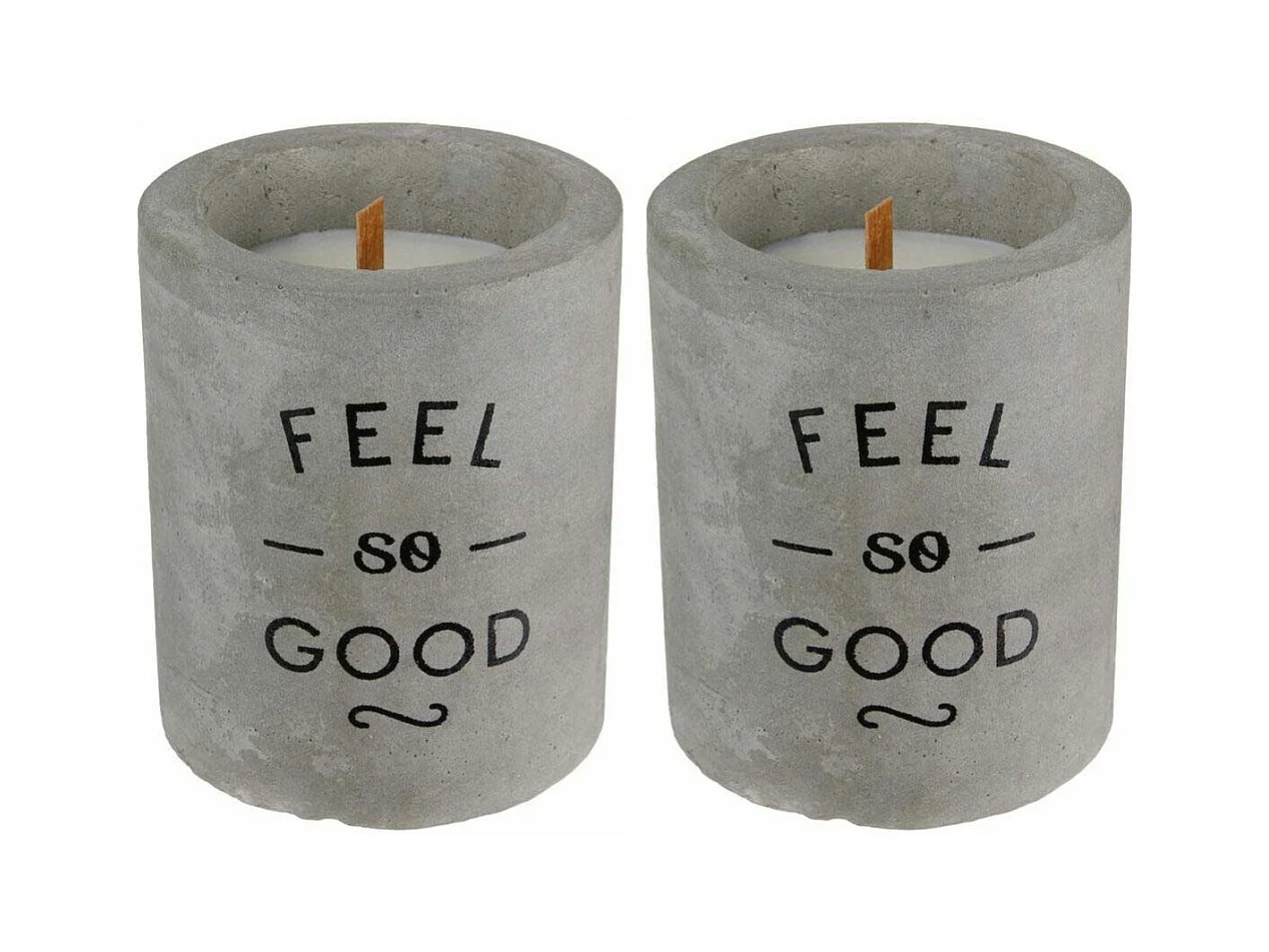 Bougie senteur linge frais pot en ciment (Lot de 2)