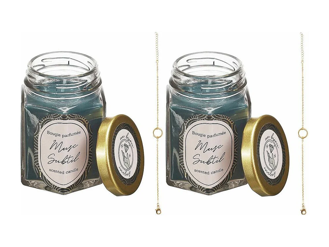 Bougie parfumée en bocal avec bijou surprise (Lot de 2)