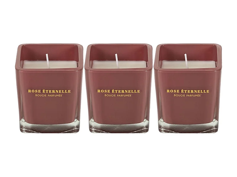 Bougie parfumée carrée Nude 7 cm (Lot de 3) Rose des bois