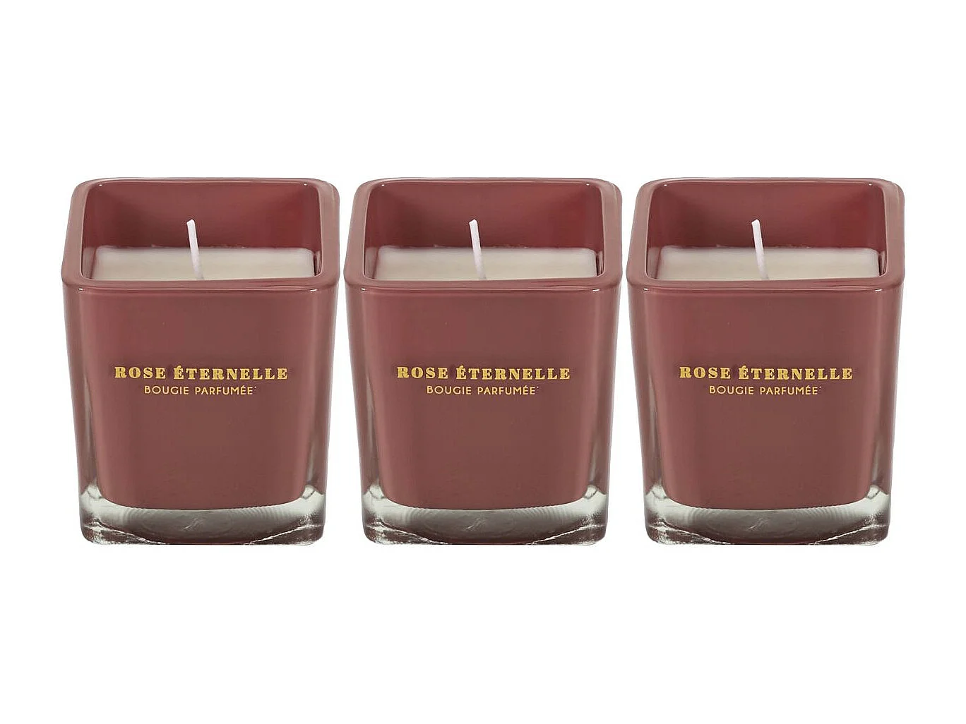 Bougie parfumée carrée Nude 7 cm (Lot de 3) Rose des bois