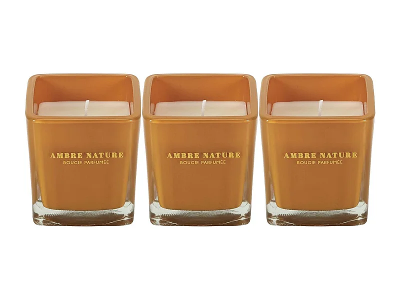 Bougie parfumée carrée Nude 7 cm (Lot de 3) Moutarde