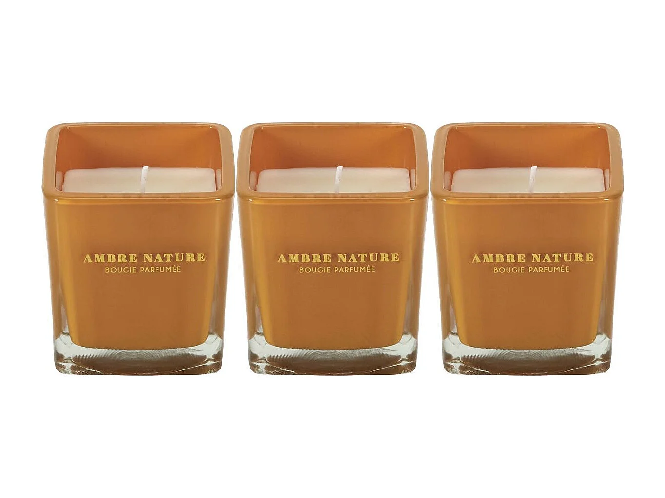 Bougie parfumée carrée Nude 7 cm (Lot de 3) Moutarde