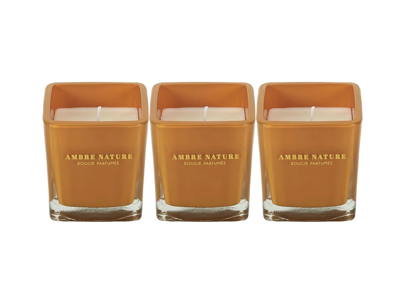 Bougie parfumée carrée Nude 7 cm (Lot de 3) Moutarde