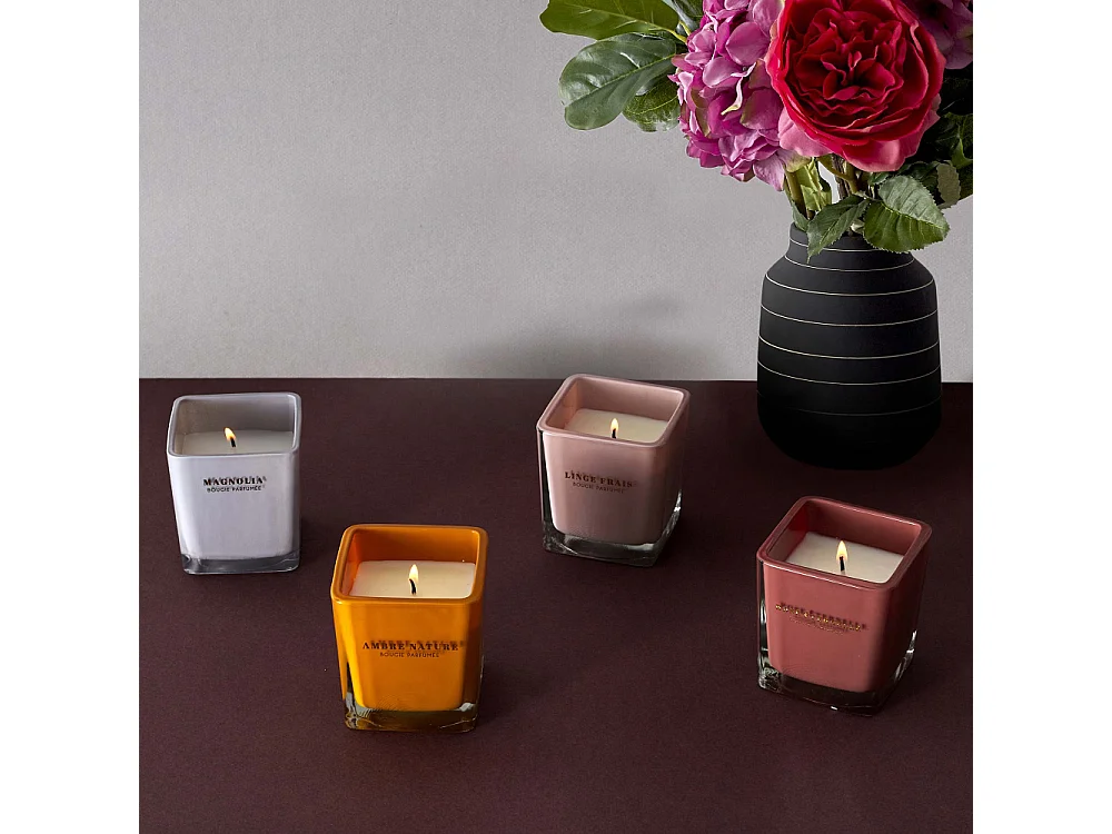 Bougie parfumée carrée Nude 7 cm (Lot de 3) Blanc