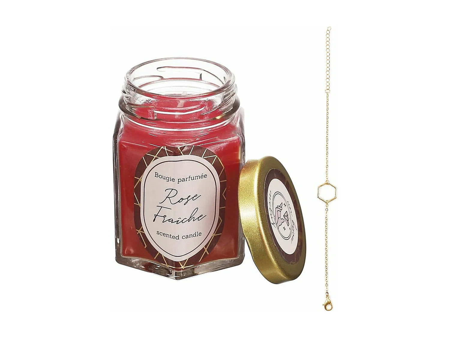 Bougie parfumée en bocal avec bijou surprise (Lot de 2) Rose fraîche