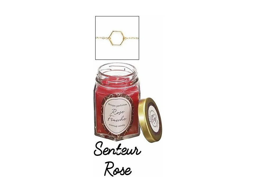 Bougie parfumée en bocal avec bijou surprise (Lot de 2) Rose fraîche