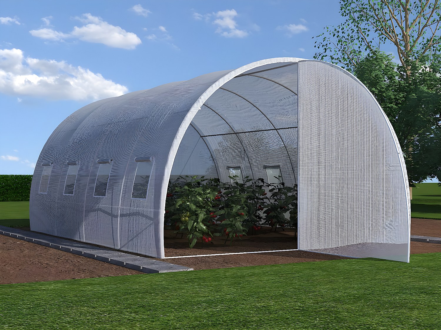 Tunnelväxthus med stålstruktur och dörr 12 m² - L300 x b400 x H200 cm - Vit - ALOCASIA