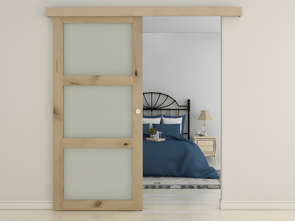 Puerta corredera con 3 ventanas ACOSTA - Alt. 205 x Ancho 83 cm - MDF