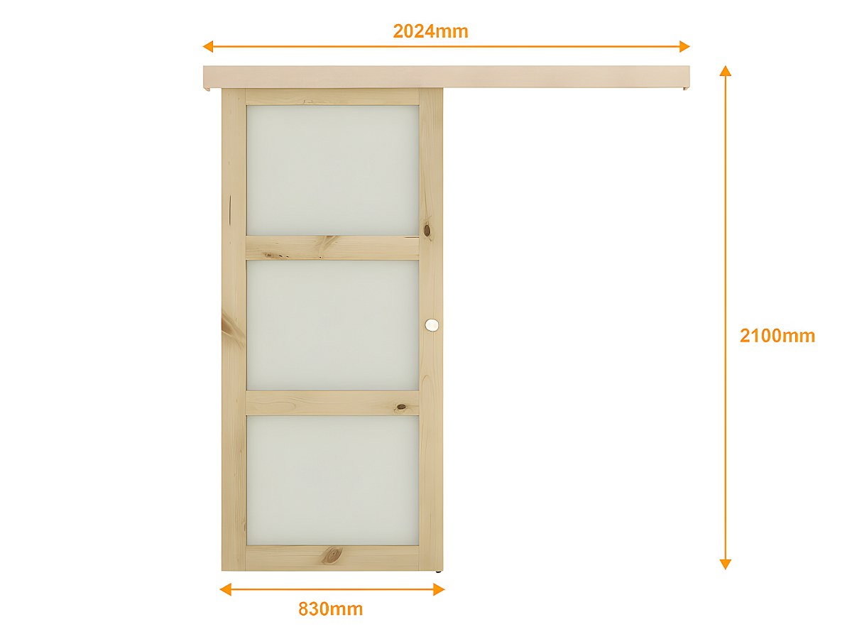 Puerta corredera con 3 ventanas ACOSTA - Alt. 205 x Ancho 83 cm - MDF