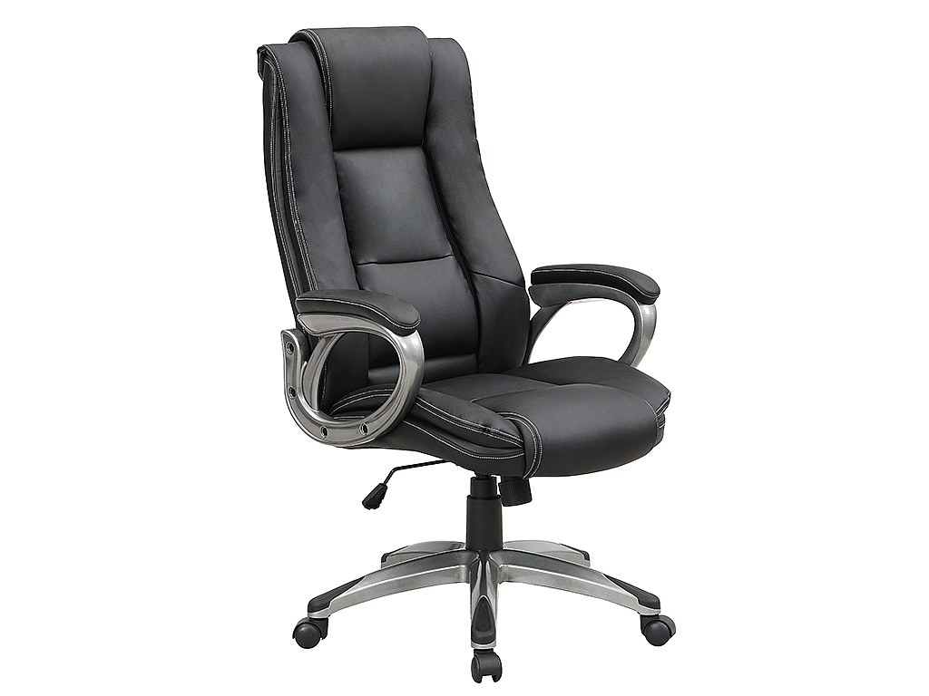 Silla de oficina altura ajustable de piel sintética negra LIBERIA