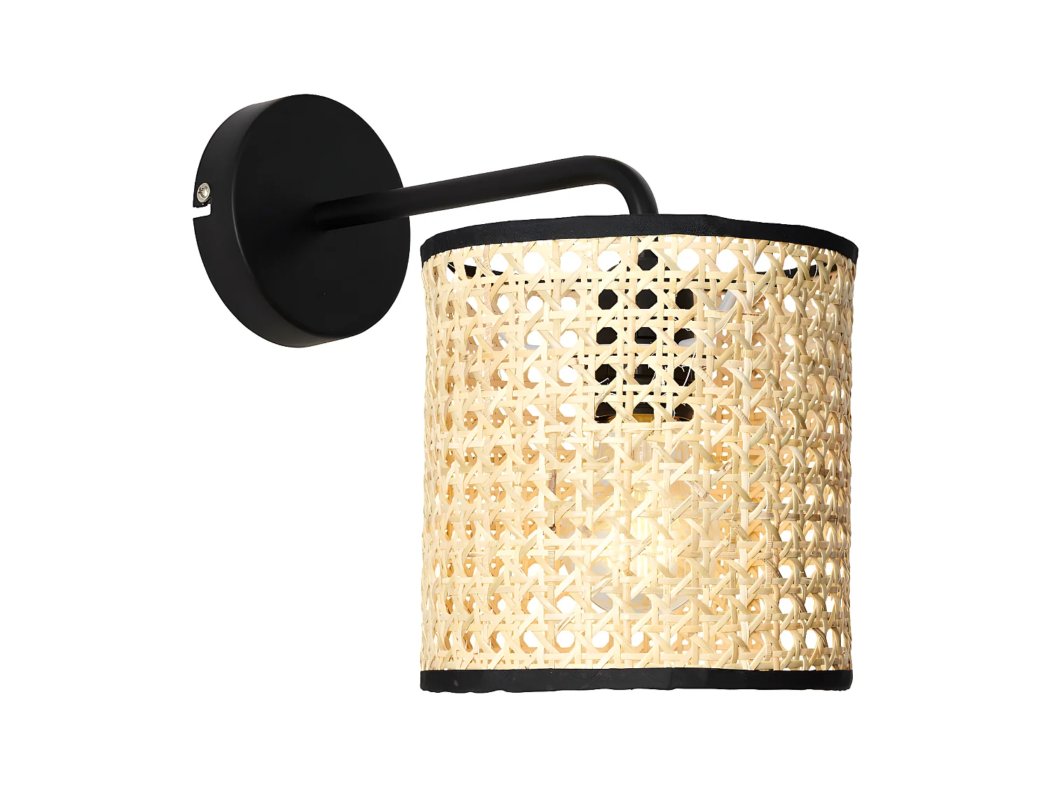 Applique H. 25 cm Ferro e Giunco intrecciato Nero e Naturale Stile etnico - NEIROBI