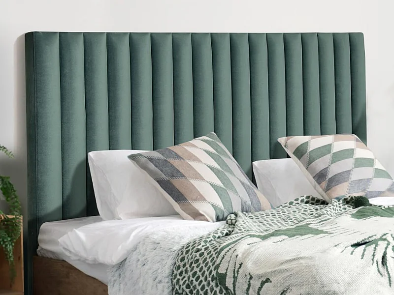 Tête de lit coutures verticales SARAH - 150 cm - Velours - Vert