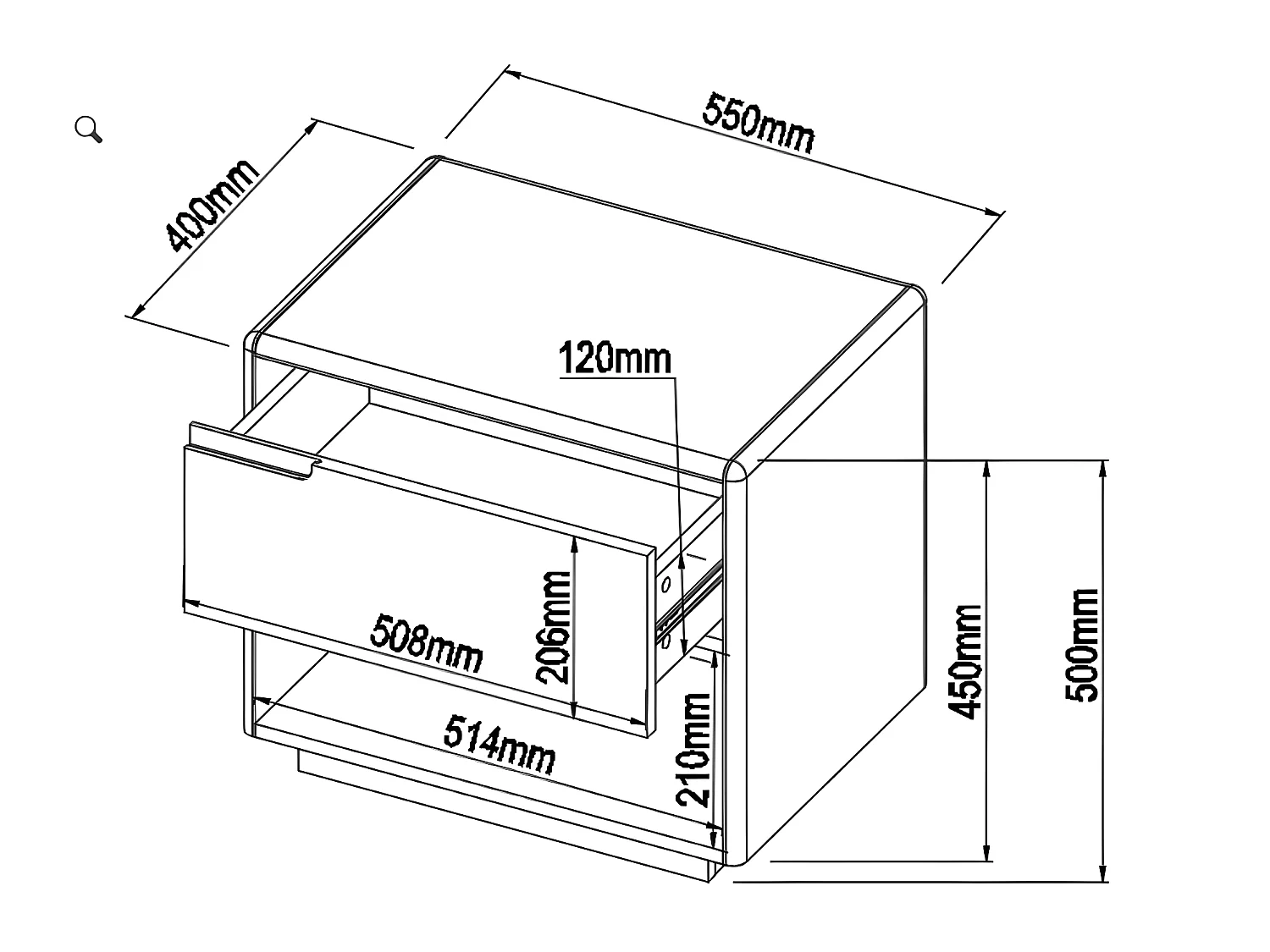 Table de chevet - 1 tiroir et 1 niche - MDF - Blanc laqué et Chêne - AMANI