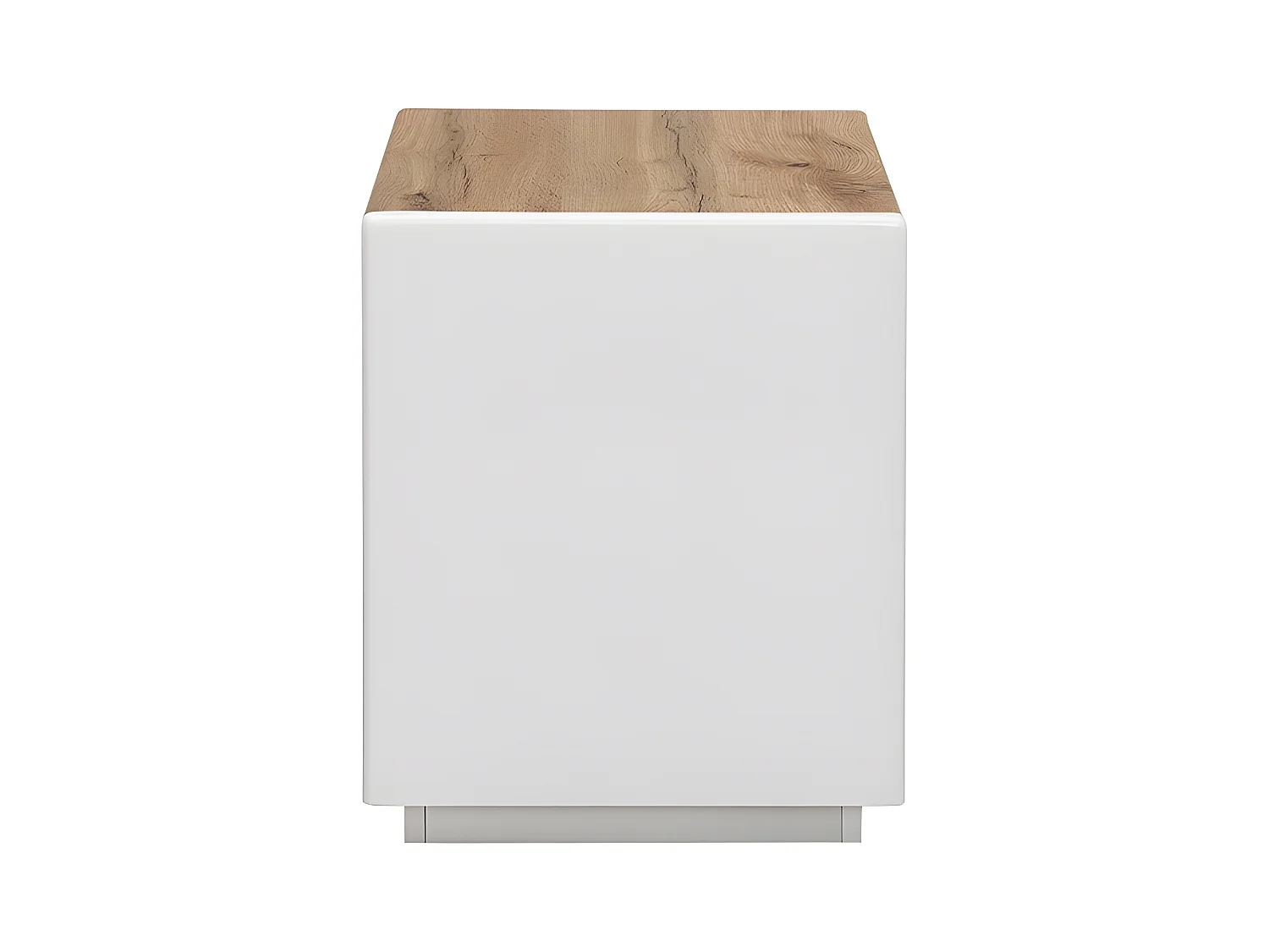 Nachttisch mit 1 Schublade & 1 Ablage - MDF - Weiß lackiert & Eichefarben - AMANI