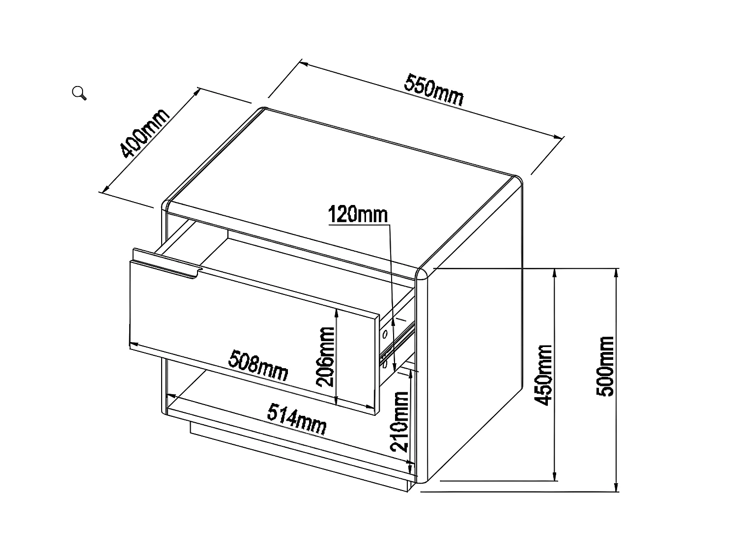 Nachttisch mit 1 Schublade & 1 Ablage - MDF - Weiß lackiert & Eichefarben - AMANI