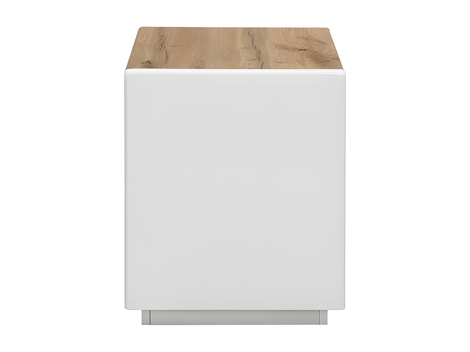 Nachtkastje - 1 lade en 1 nis - MDF - Witgelakt en eikenkleur - AMANI