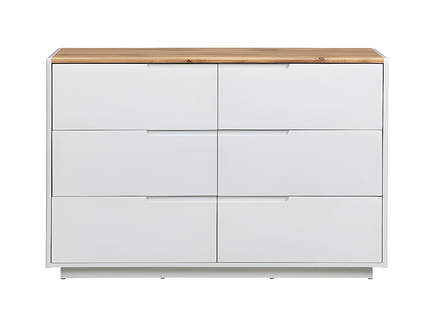 Comò 6 cassetti MDF Bianco Laccato e Rovere - AMANI