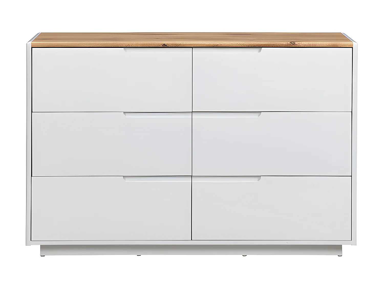 Ladekast AMANI - 6 laden - MDF - Witgelakt en eikenkleur