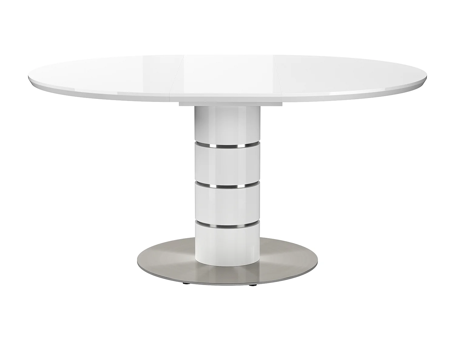 Mesa de jantar extensível com 4 a 6 lugares em MDF e metal inoxidável lacado a branco - CUSCO