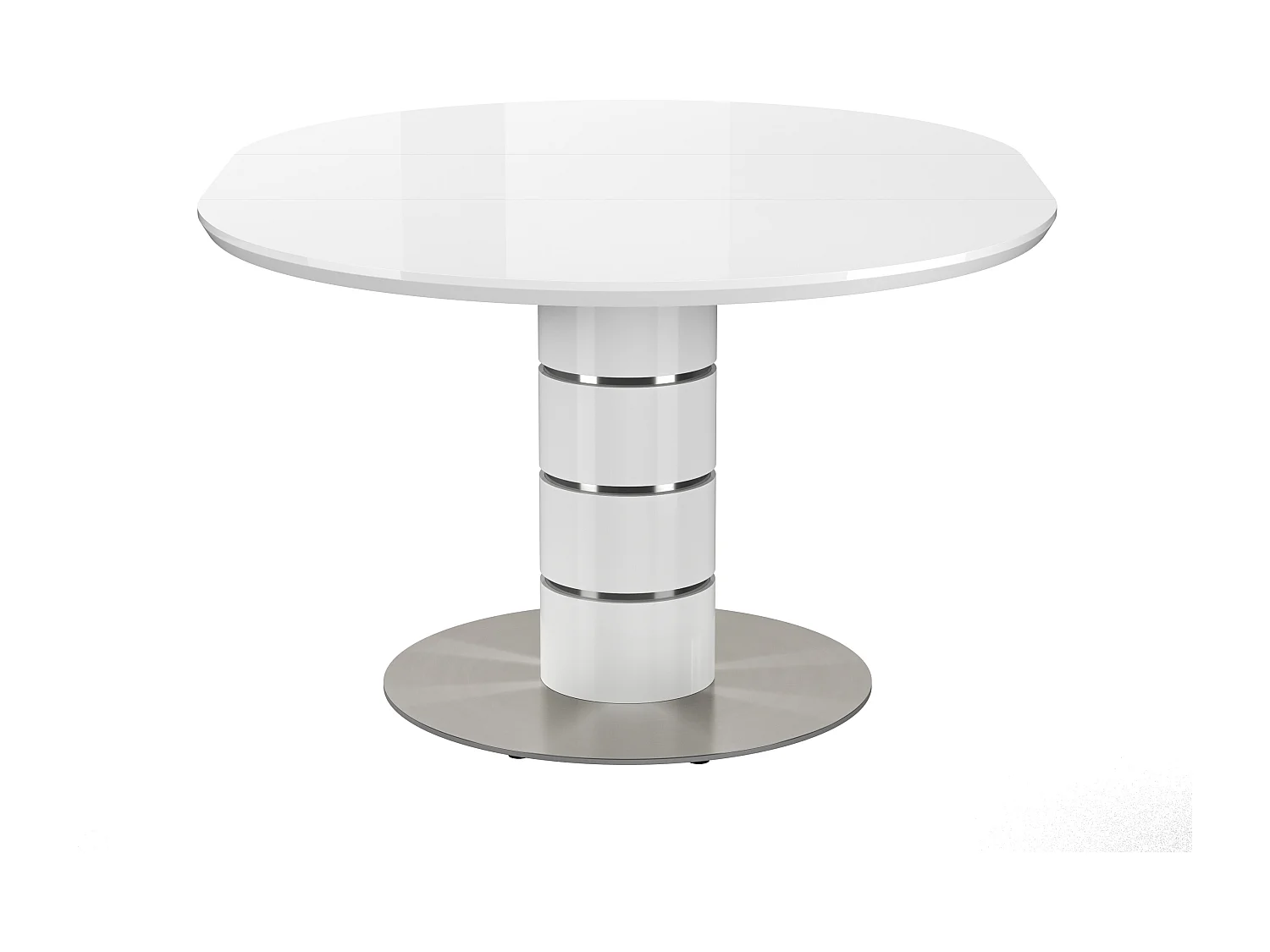 Mesa de jantar extensível com 4 a 6 lugares em MDF e metal inoxidável lacado a branco - CUSCO