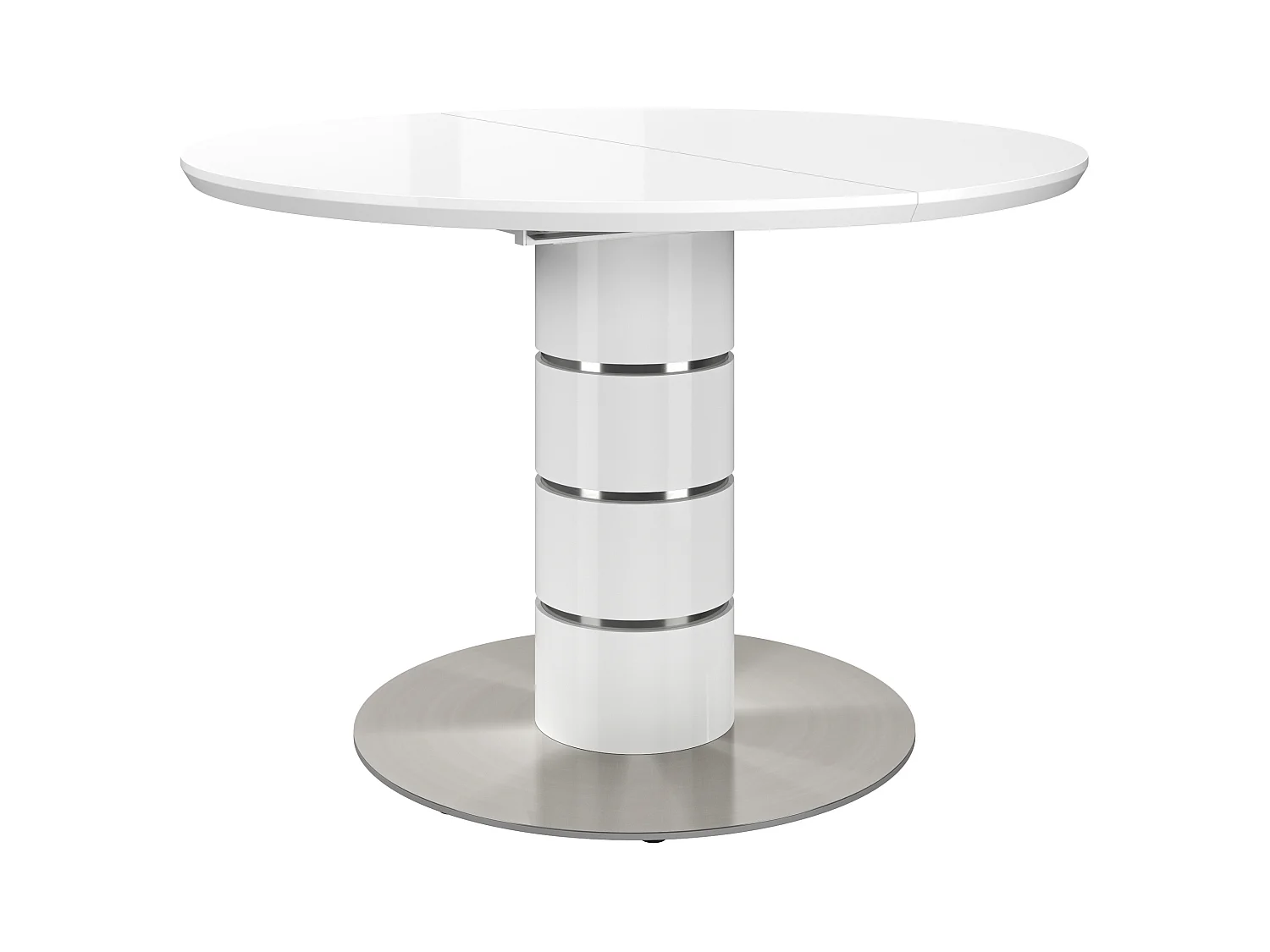 Mesa de jantar extensível com 4 a 6 lugares em MDF e metal inoxidável lacado a branco - CUSCO