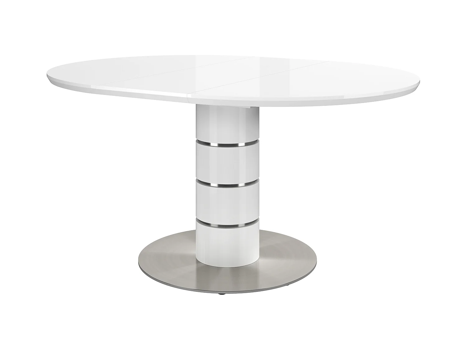 Mesa de jantar extensível com 4 a 6 lugares em MDF e metal inoxidável lacado a branco - CUSCO