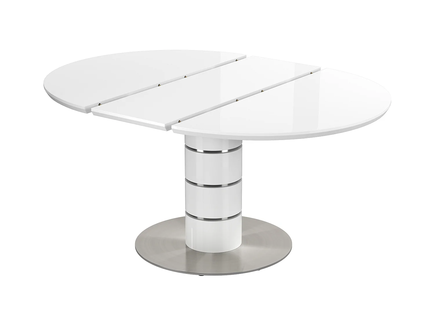 Mesa de jantar extensível com 4 a 6 lugares em MDF e metal inoxidável lacado a branco - CUSCO