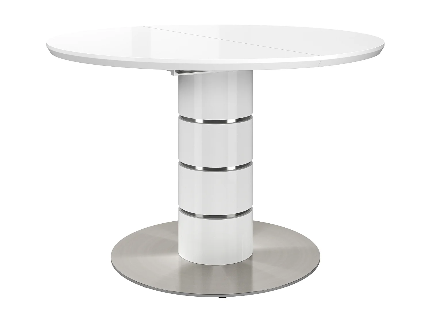 Ausziehbarer Tisch - 4 bis 6 Sitzplätze - Holz & Edelstahl - Weiß lackiert - CUSCO