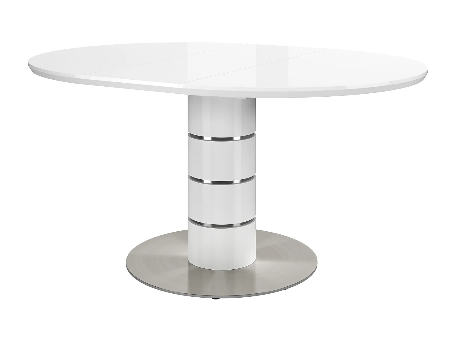 Ausziehbarer Tisch - 4 bis 6 Sitzplätze - Holz & Edelstahl - Weiß lackiert - CUSCO