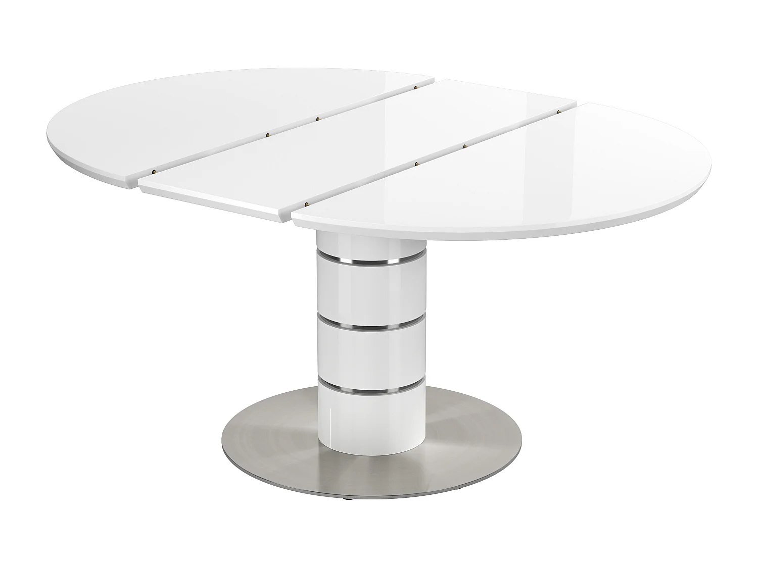 Ausziehbarer Tisch - 4 bis 6 Sitzplätze - Holz & Edelstahl - Weiß lackiert - CUSCO