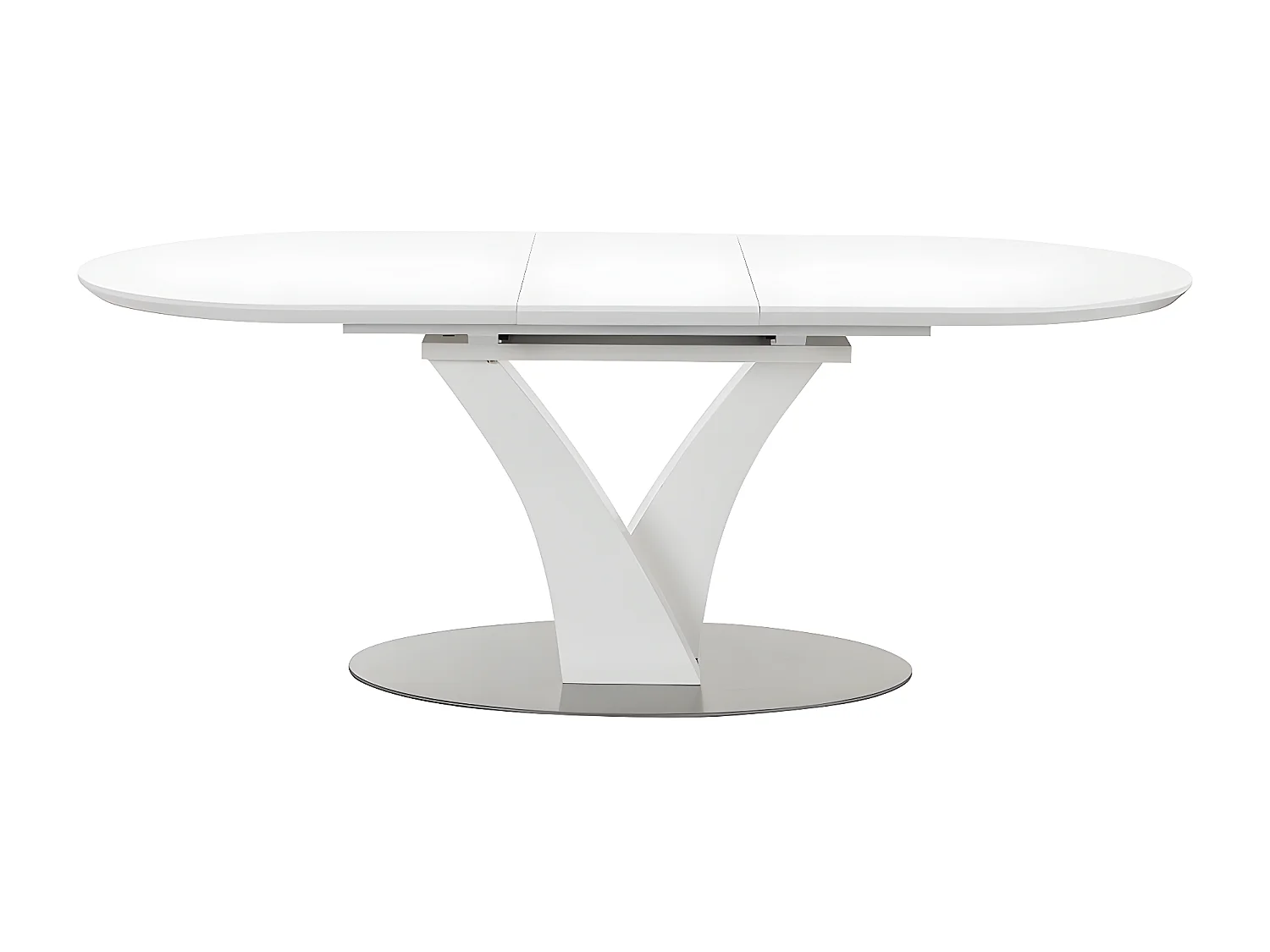 Table à manger extensible - 6 à 8 personnes - MDF et métal inoxydable - Blanc laqué - TALARA