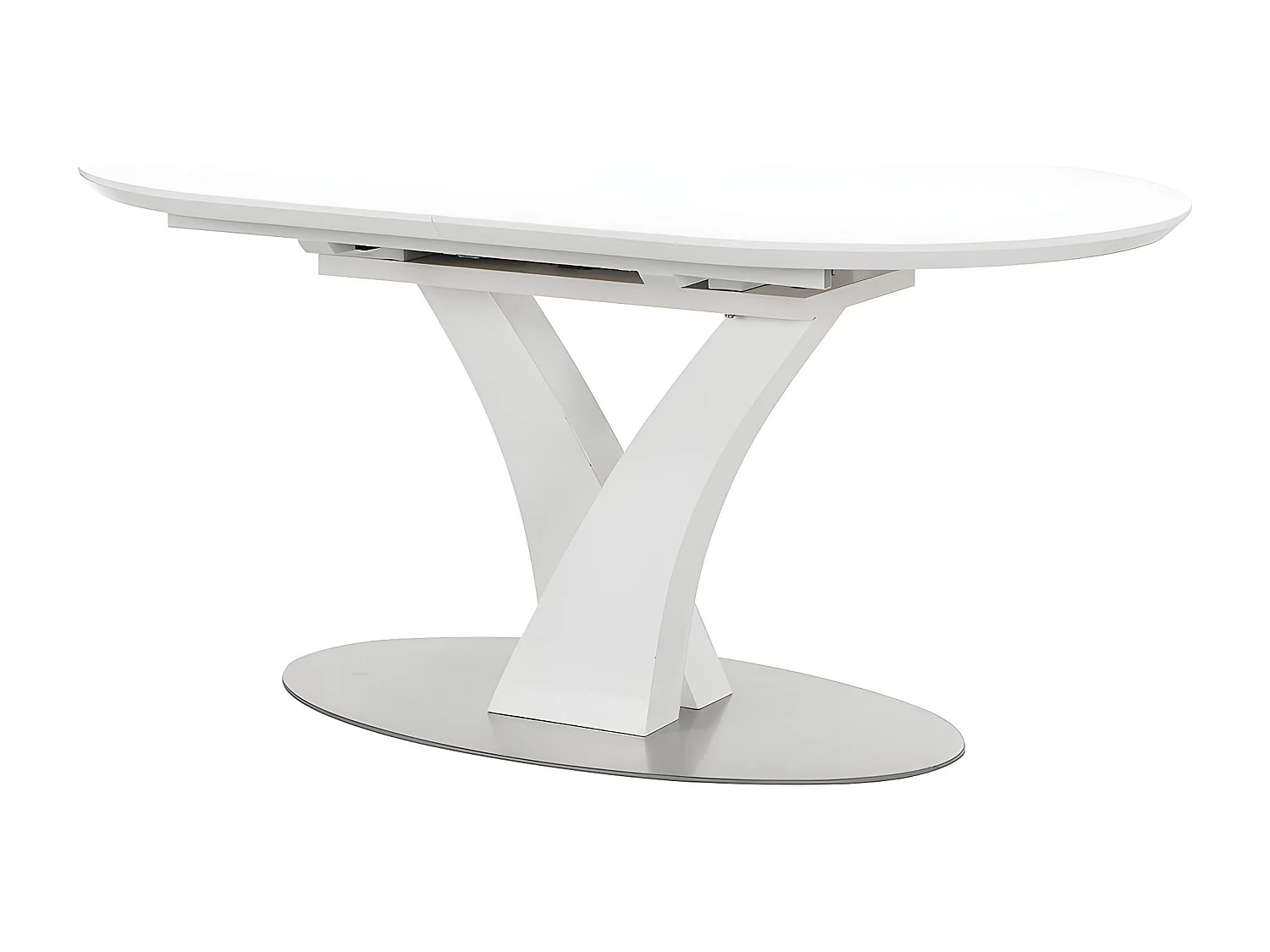 Table à manger extensible - 6 à 8 personnes - MDF et métal inoxydable - Blanc laqué - TALARA