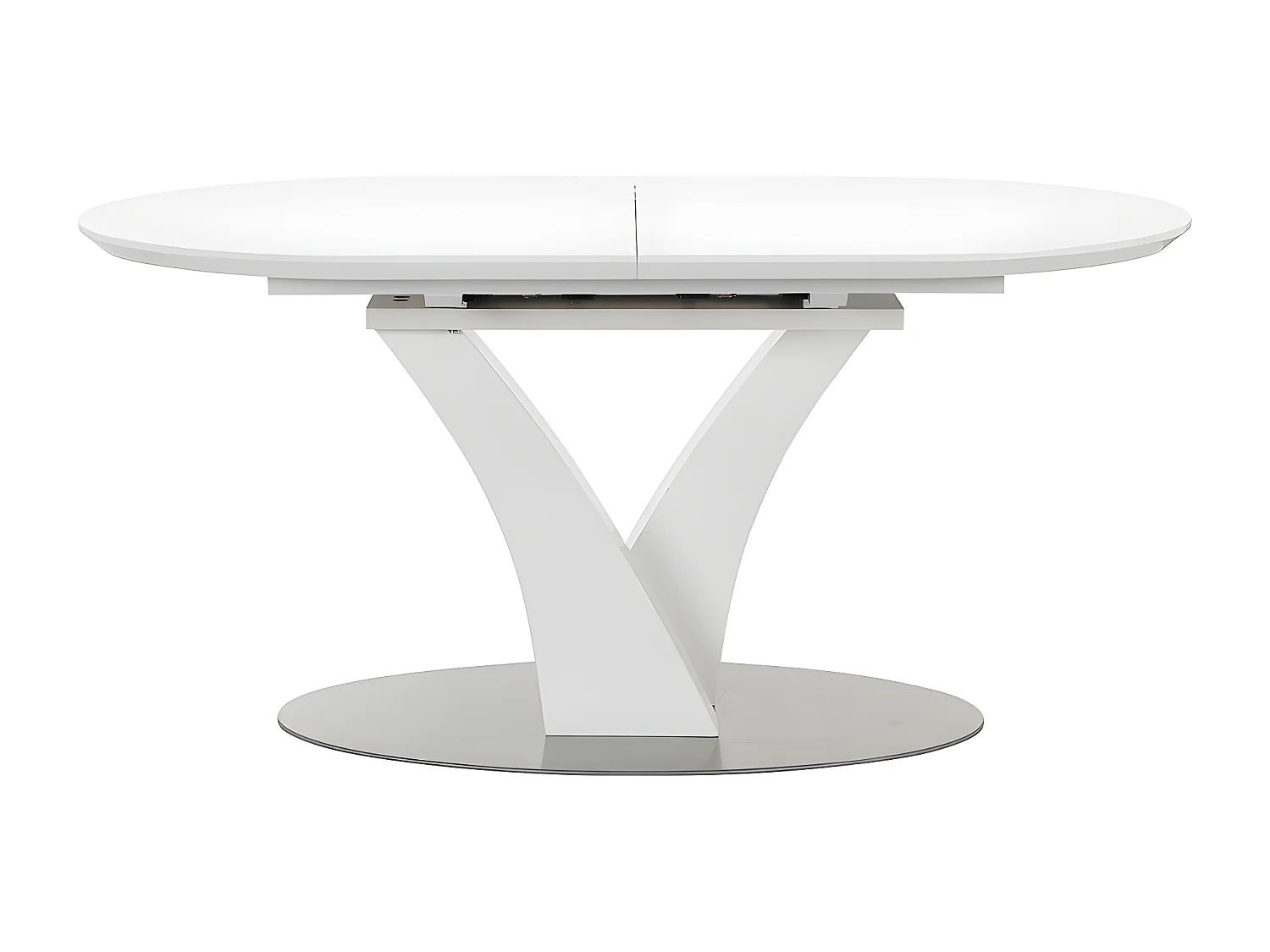 Table à manger extensible - 6 à 8 personnes - MDF et métal inoxydable - Blanc laqué - TALARA