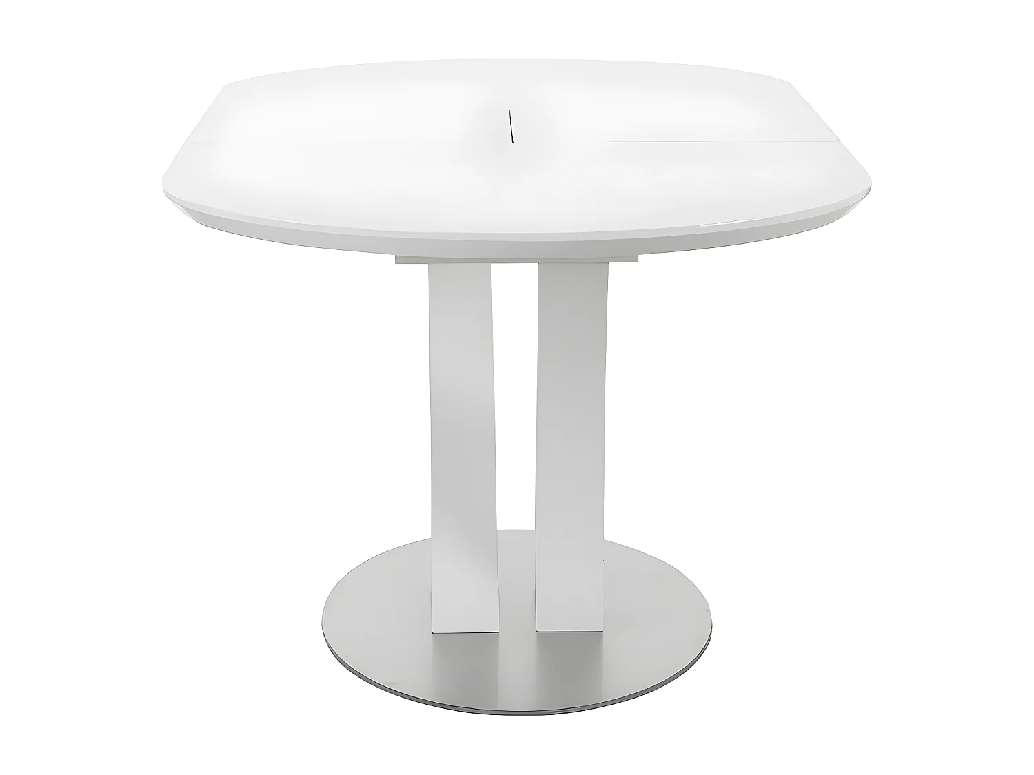 Table à manger extensible - 6 à 8 personnes - MDF et métal inoxydable - Blanc laqué - TALARA