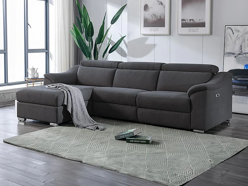 Relaxhoekbank van stof antraciet PEDRERA - Hoek links