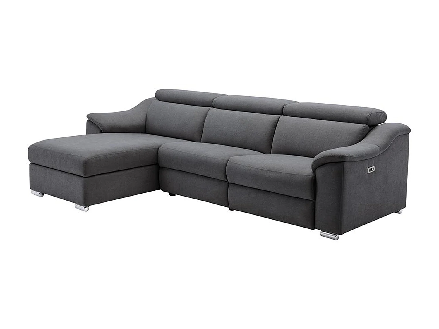 Canapé d'angle relax électrique en tissu anthracite PEDRERA - Angle gauche