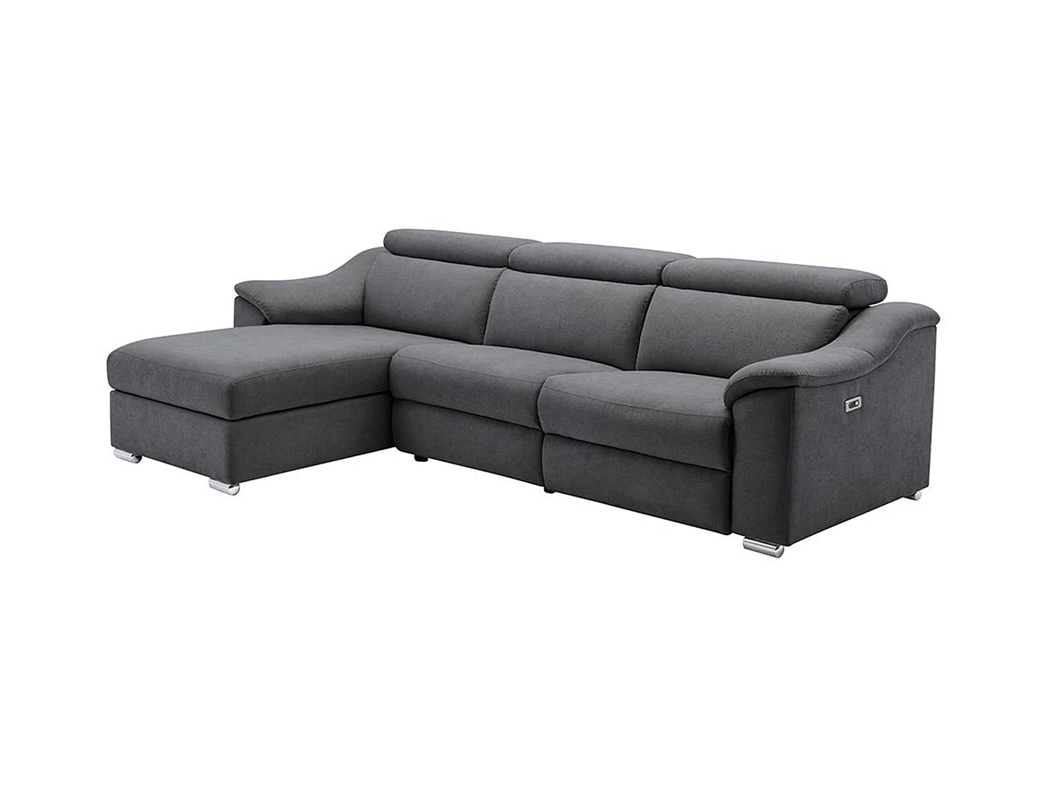 Relaxhoekbank van stof antraciet PEDRERA - Hoek links