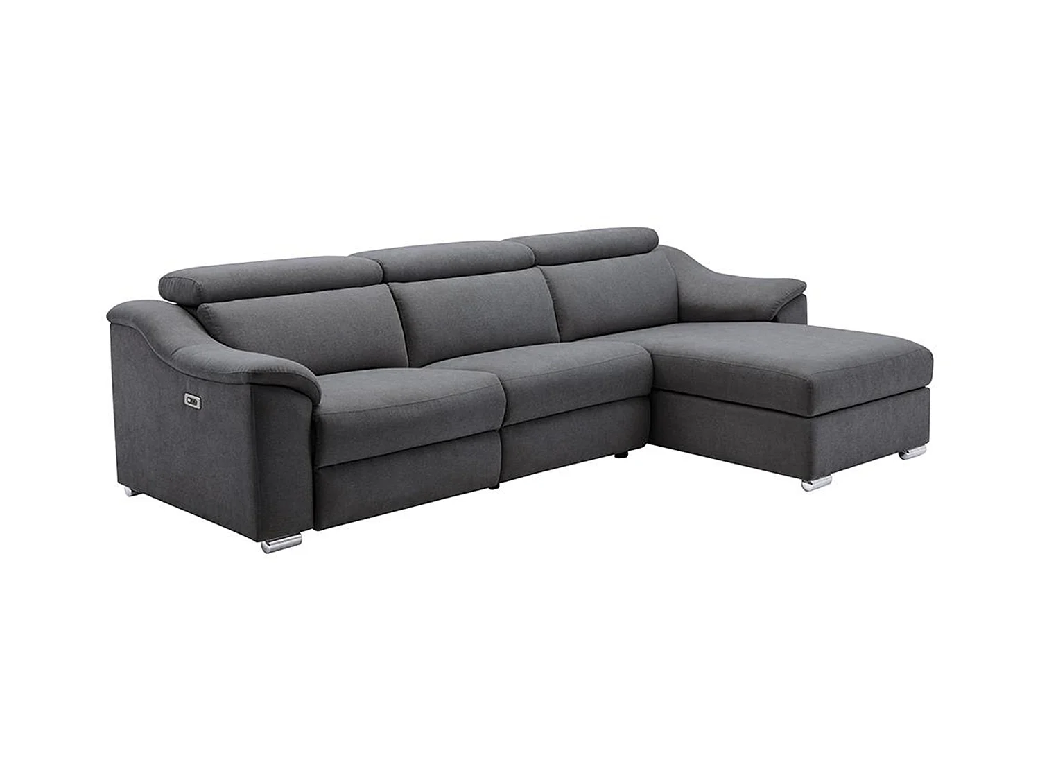 Canapé d'angle relax électrique en tissu anthracite PEDRERA - Angle droit