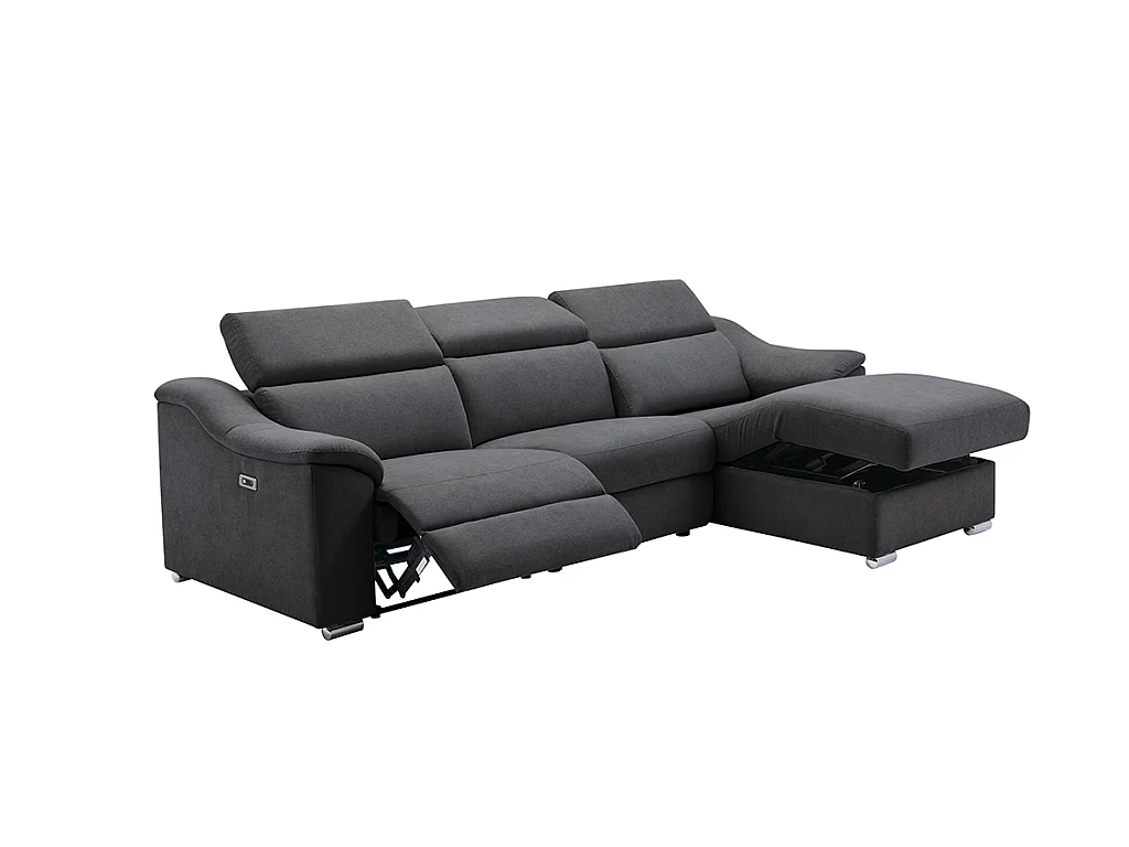 Canapé d'angle relax électrique en tissu anthracite PEDRERA - Angle droit