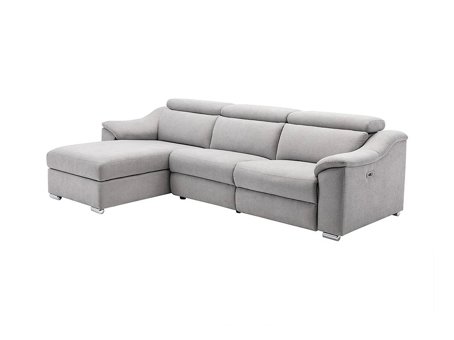 Relaxhoekbank van stof lichtgrijs PEDRERA - Hoek links