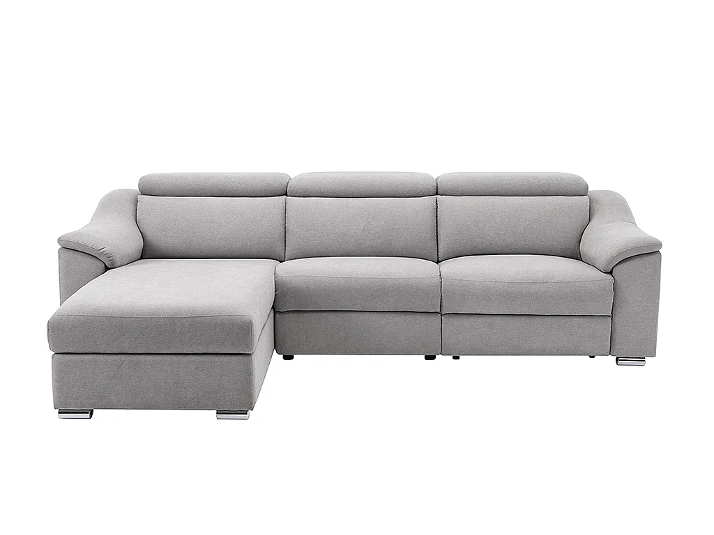 Canapé d'angle relax électrique en tissu gris clair PEDRERA - Angle gauche