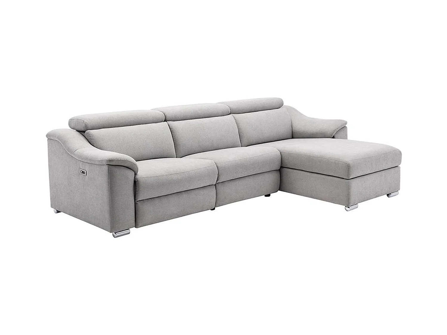 Canapé d'angle relax électrique en tissu gris clair PEDRERA - Angle droit