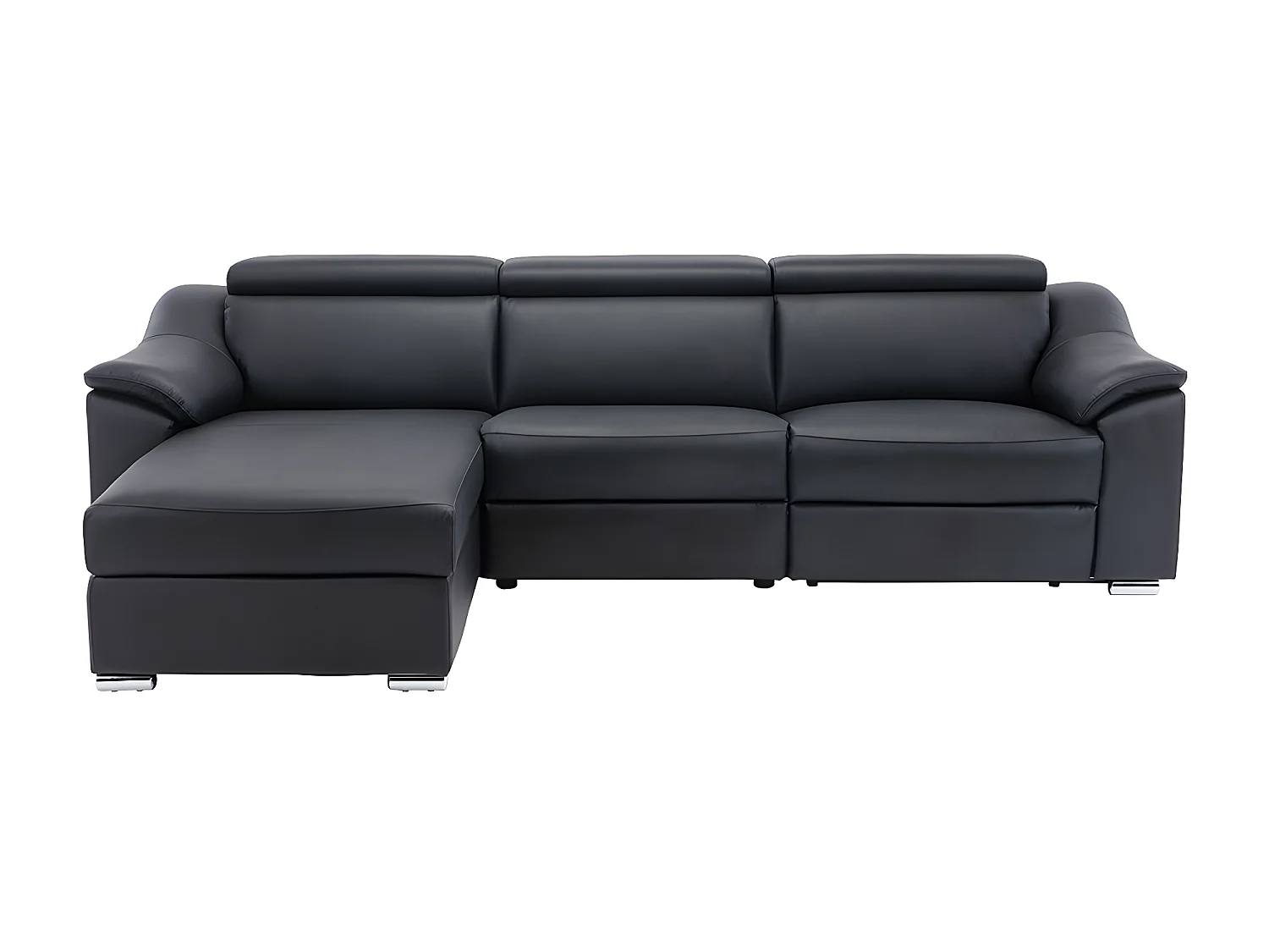 Canapé d'angle relax électrique en cuir  supérieur noir PEDRERA - Angle gauche