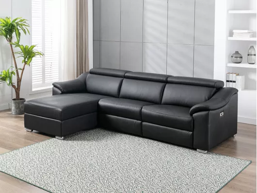 Kauf Unique Ecksofa Relaxsofa elektrisch - Oberleder - Schwarz - Ecke links - PEDRERA