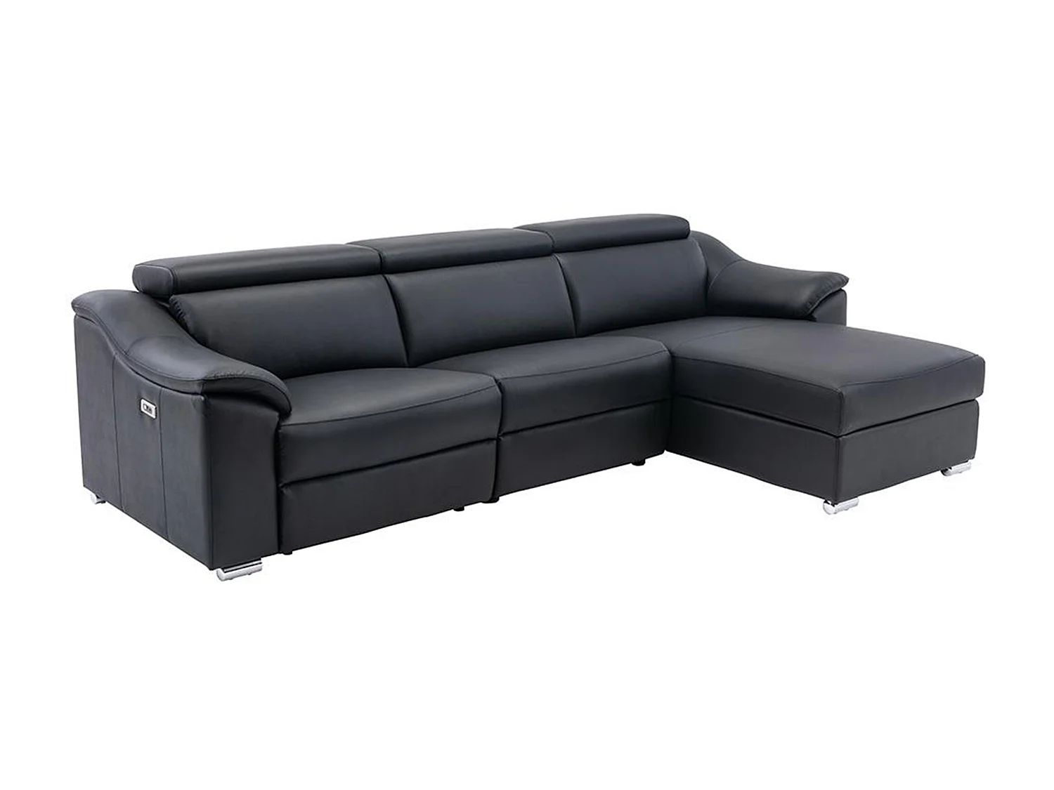 Ecksofa Relaxsofa elektrisch - Oberleder - Schwarz - Ecke rechts - PEDRERA