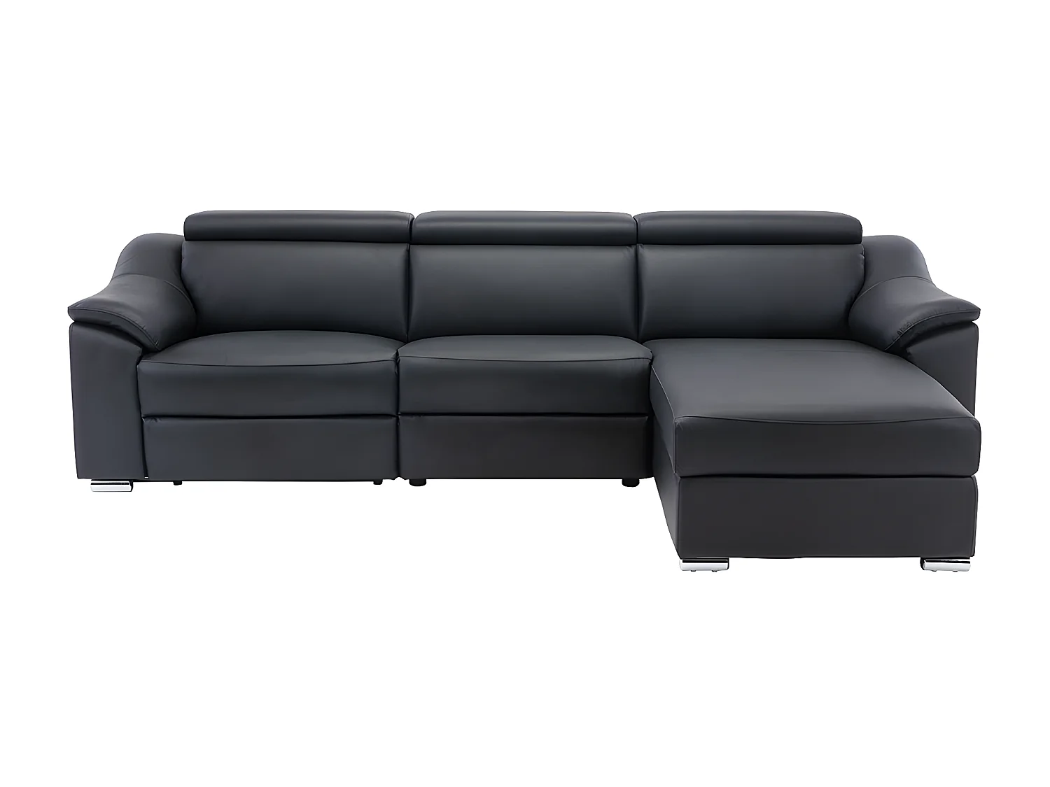 Ecksofa Relaxsofa elektrisch - Oberleder - Schwarz - Ecke rechts - PEDRERA