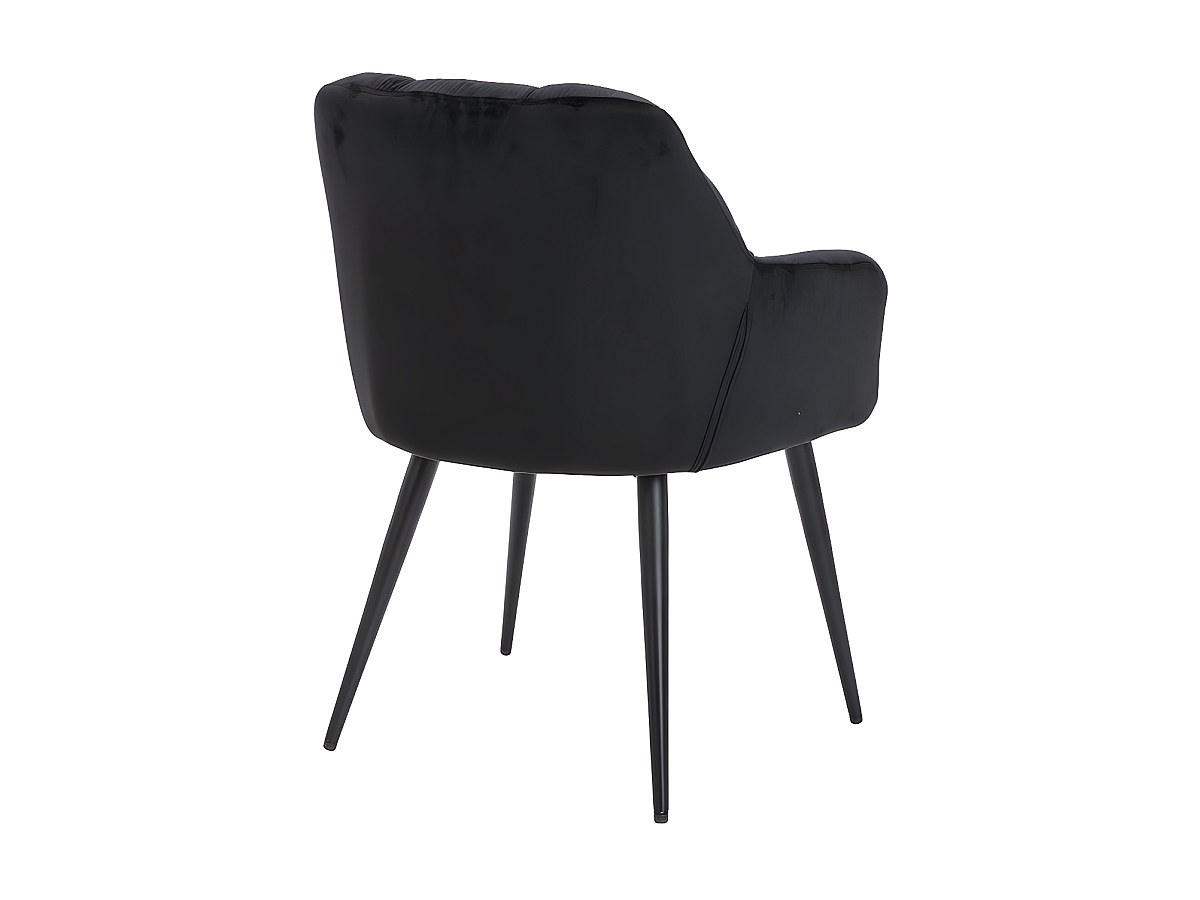 Juego de 2 sillas de comedor acolchadas con brazos - Terciopelo y metal