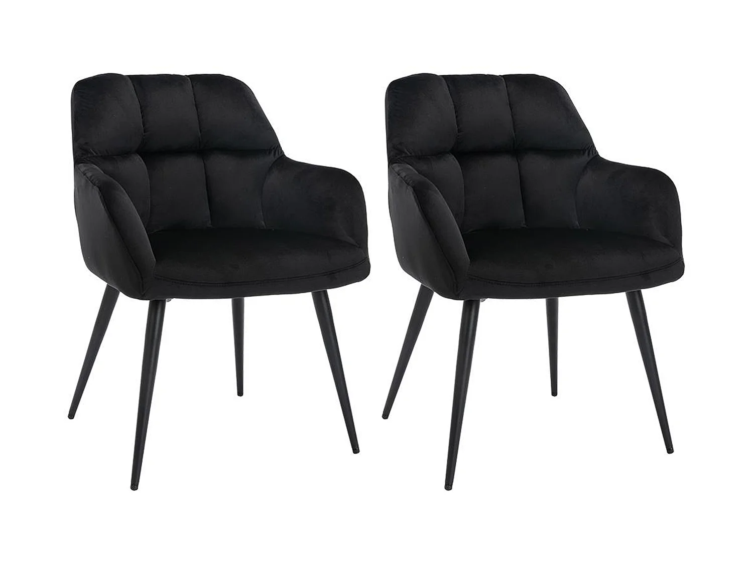 Lot de 2 chaises  avec accoudoirs - Velours et métal - Noir - PEGA de Pascal MORABITO