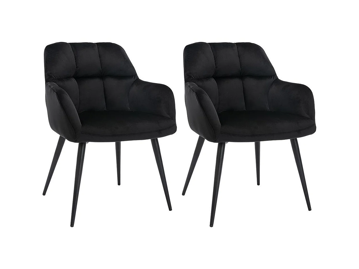 Juego de 2 sillas PEGA de Pascal MORABITO - Con brazos - Terciopelo y metal - Negro