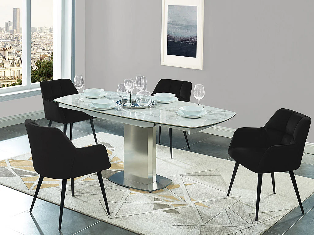 Set med 2 stolar med armstöd svart sammet och metall PEGA från Pascal MORABITO